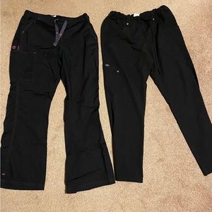 2 pairs black scrub pants